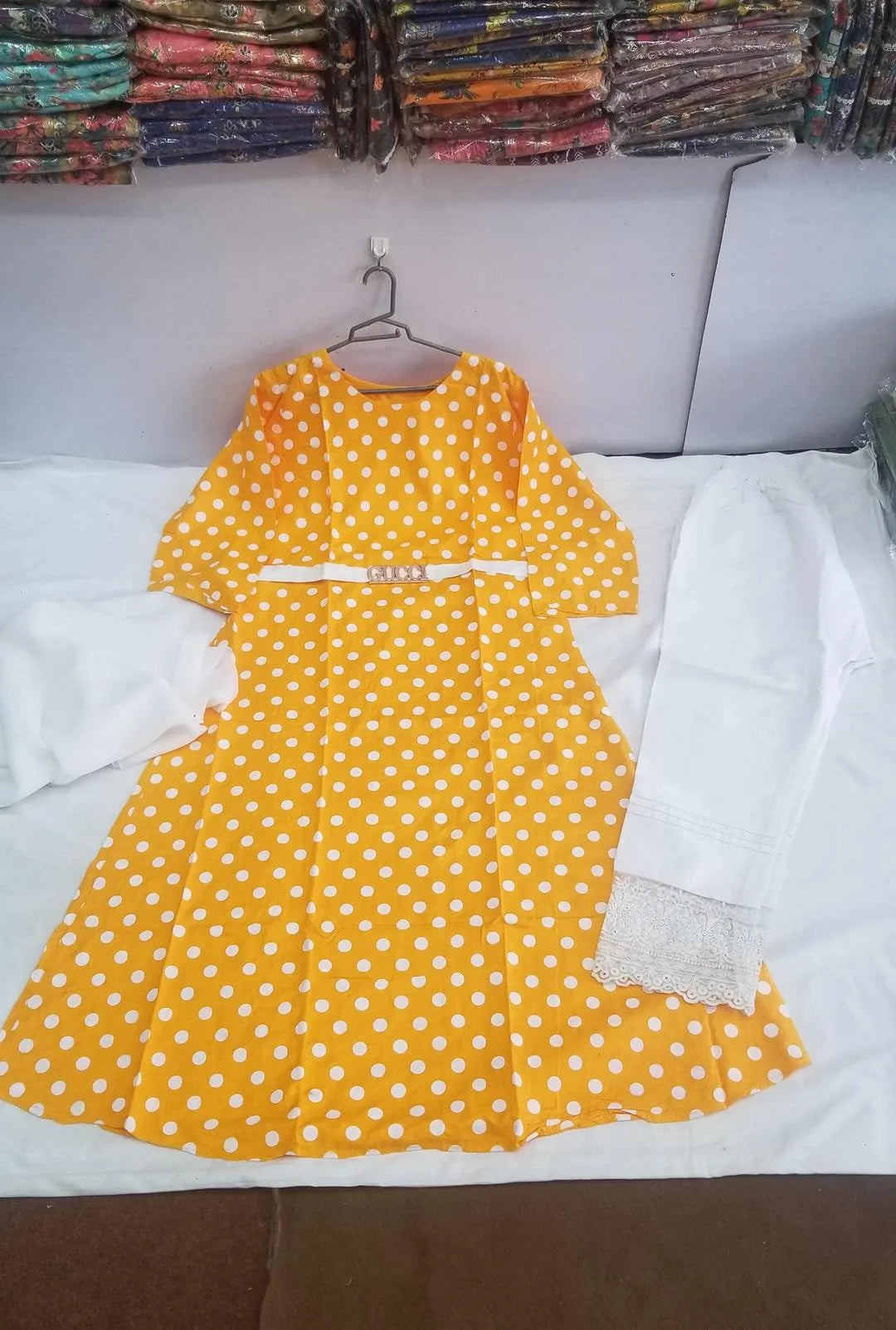 Women's Yellow Printed 3Pcs Arabic Lawn Suit Set