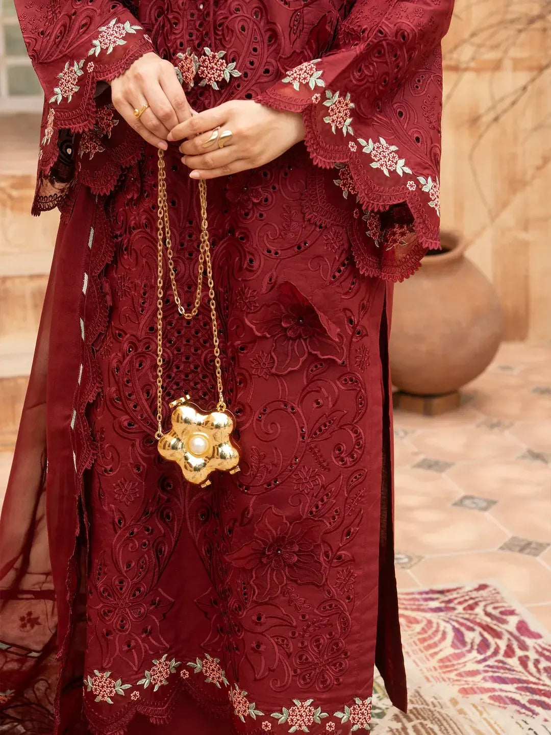 Rukh - U2A Embroidered Premium Lawn Suit - 4 Pcs Set