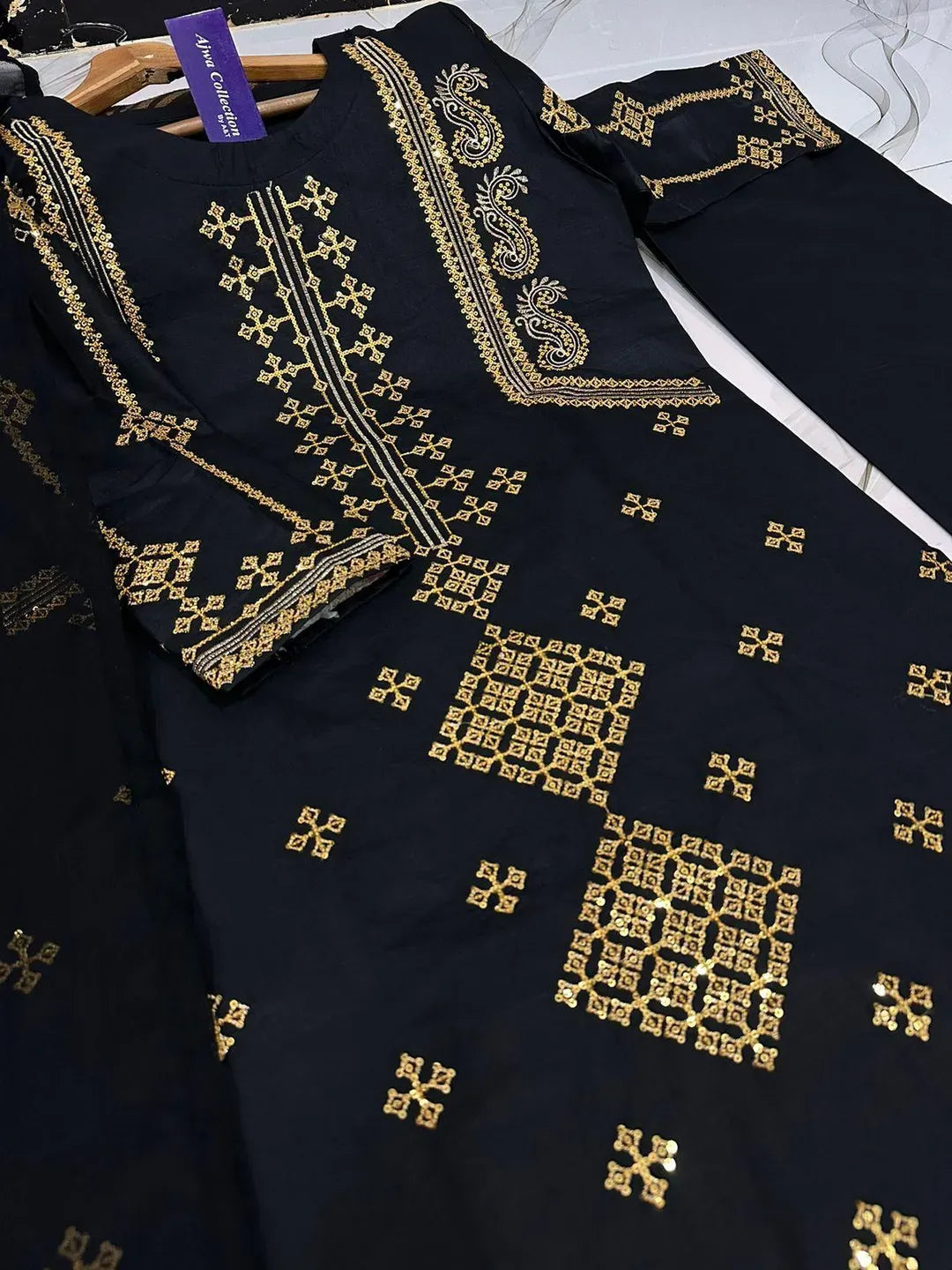 3 Pcs Women's Stitched Cotton Embroidered Suit