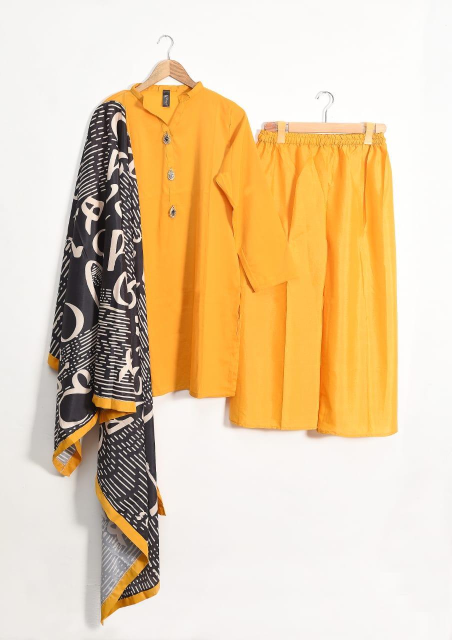 Premium Quality Grip Silk 3-Piece Suit Set Yellow