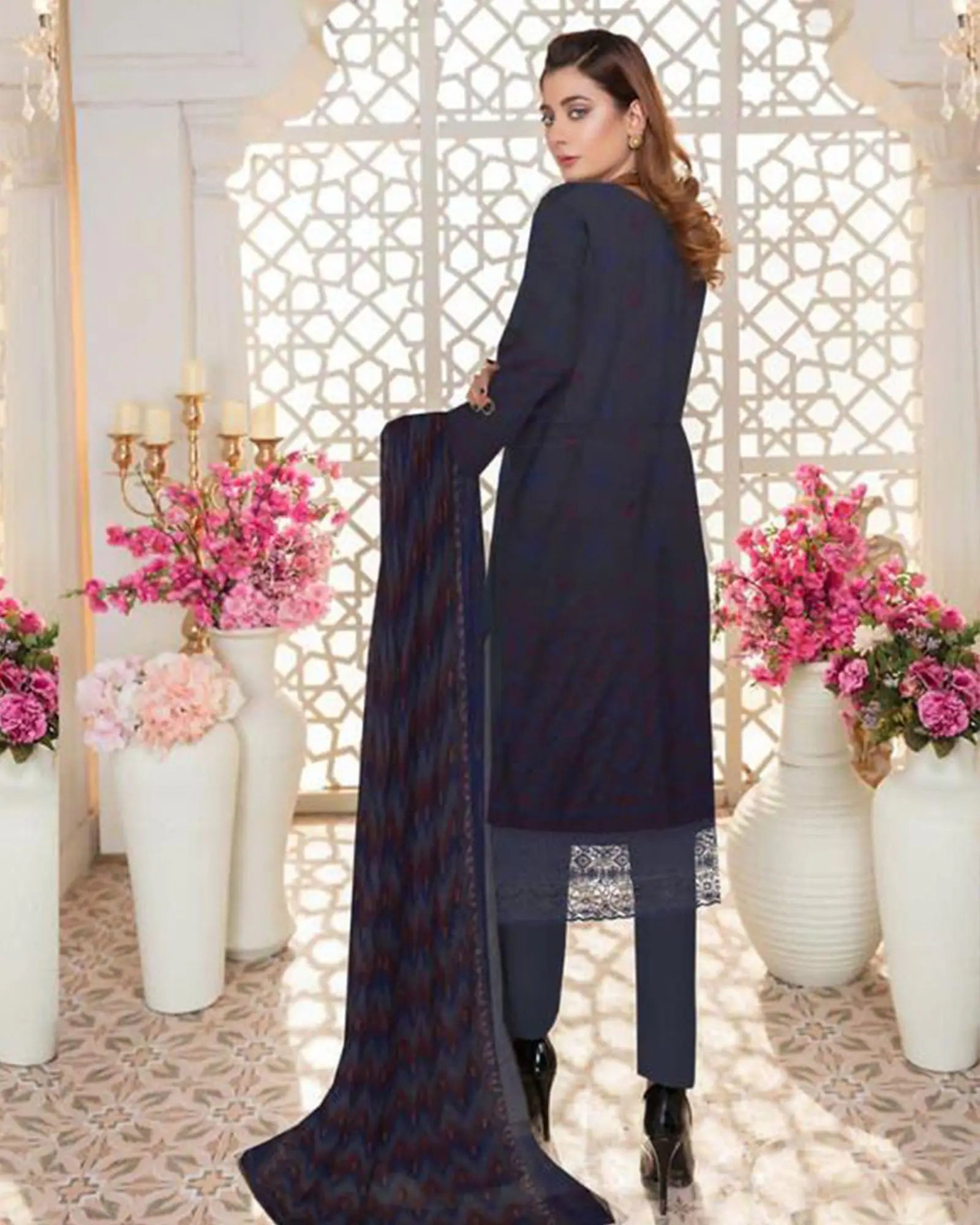 3 Pcs Women Unstitched Lawn Embroidered Suit at One Spot