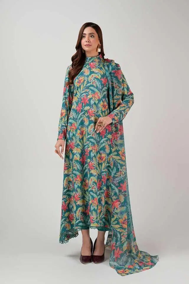 3 Pcs Women's Unstitched Khaddar Digital Print Suit - at One Spot