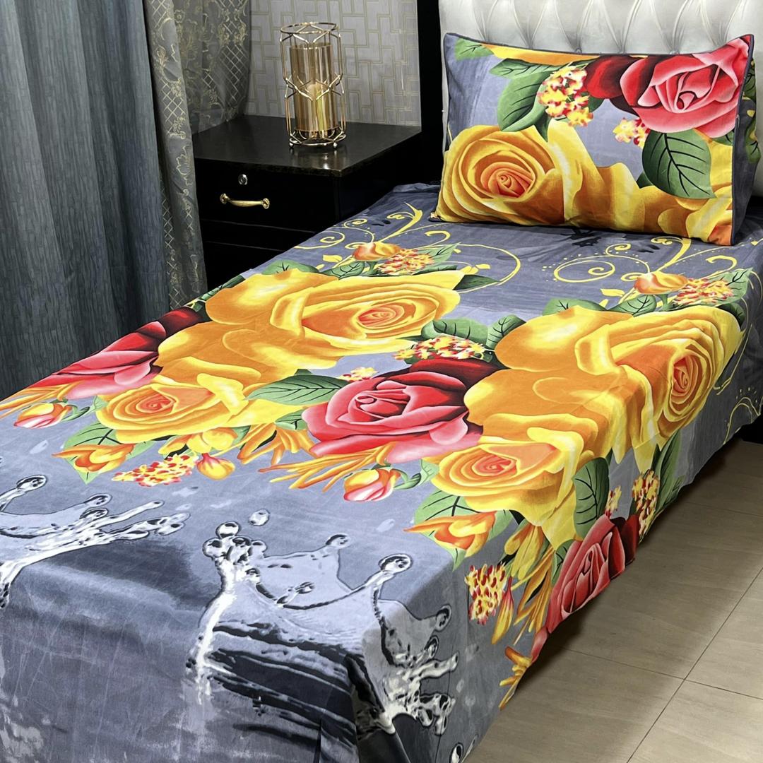 2 Pcs Crystal Cotton Printed Single Bedsheet