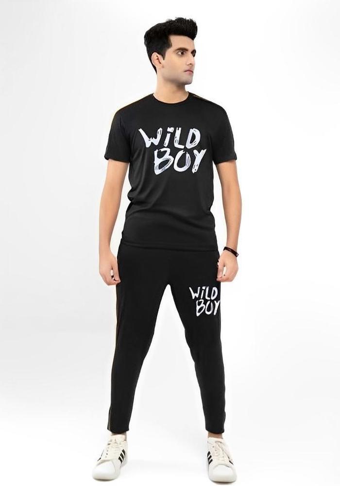 Men Track Suit Wild Boy Micro Fabric 2Pcs Round Neck