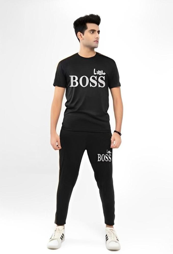 Men Black Printed Slim Fit Track Suit Micro Fabric Summer Pakistan