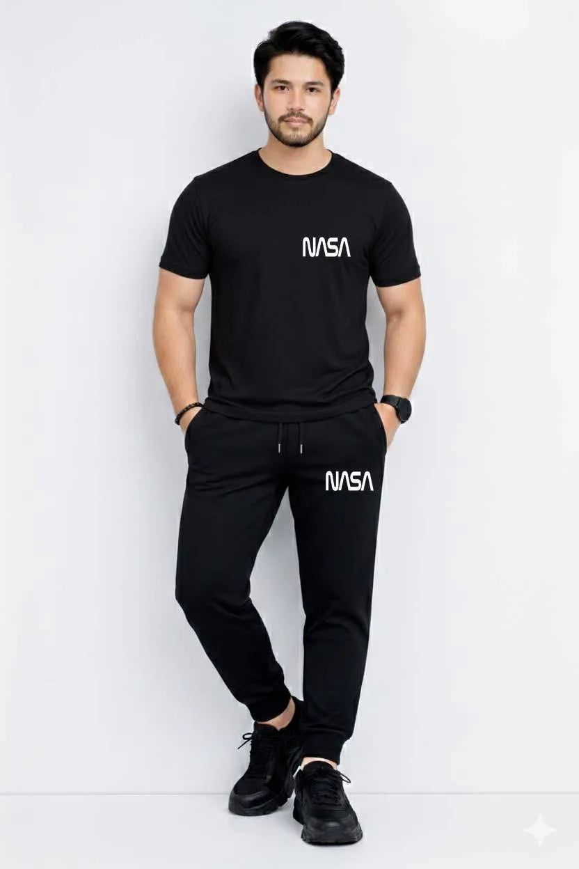 NASA Printed Black Track Suit for Men - 2 Pcs Micro Fabric Casual Wear