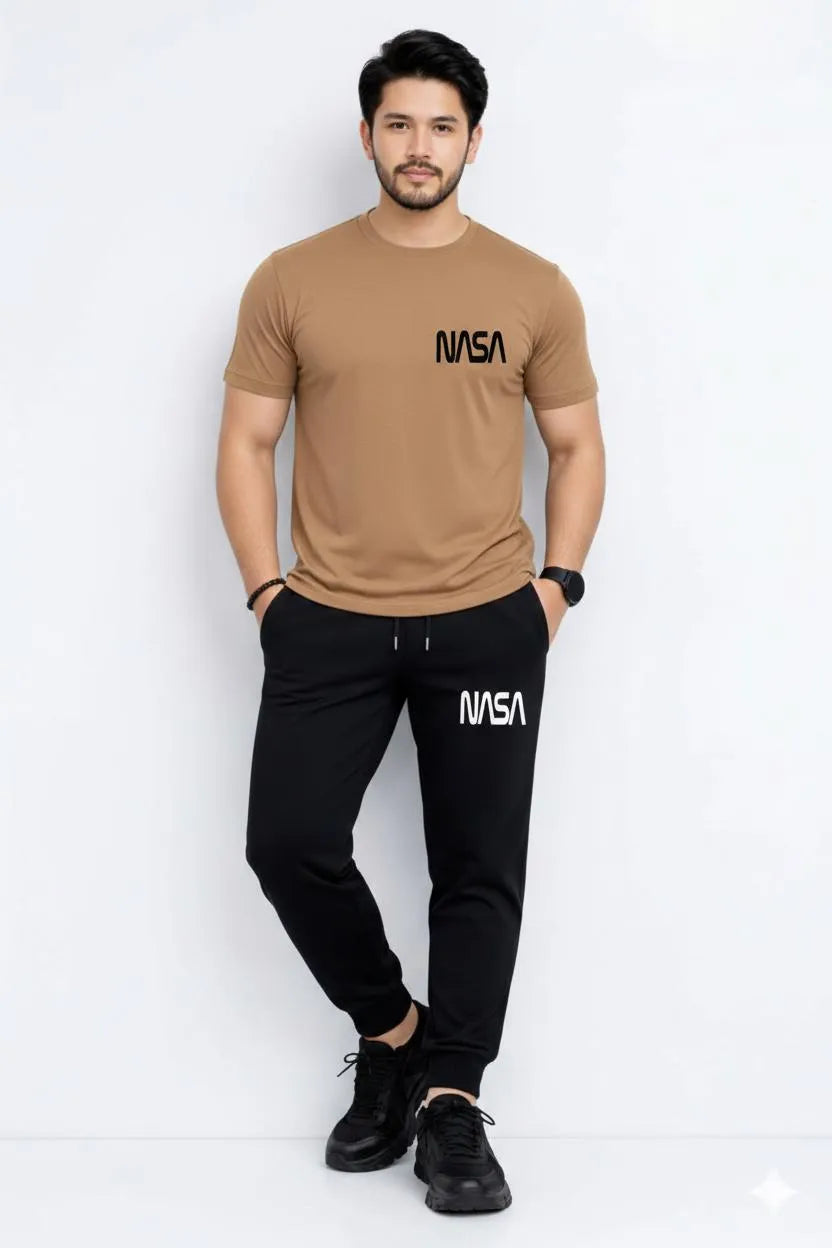 Men's NASA Printed Micro Track Suit Brown