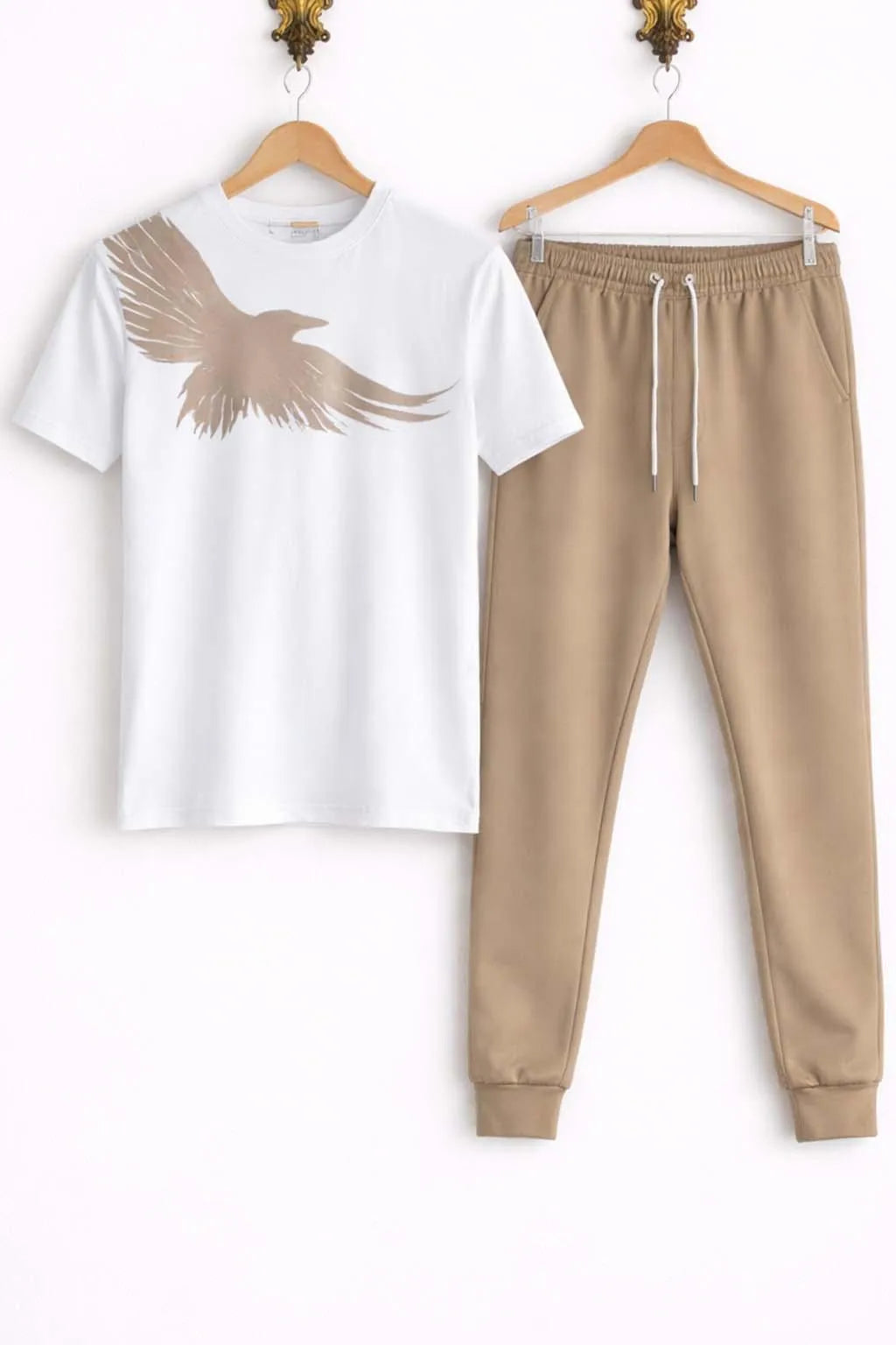 Men Printed Polyester Track Suit Brown Slim Fit