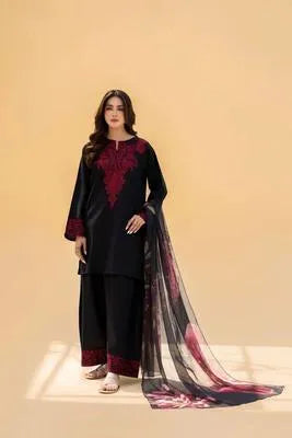 3 Pcs Women's Unstitched Embroidered Suit