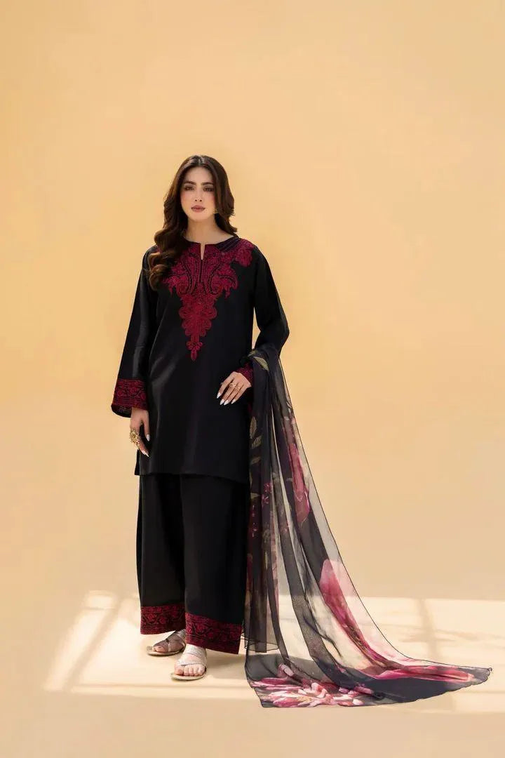 3 Pcs Women's Unstitched Embroidered Suit