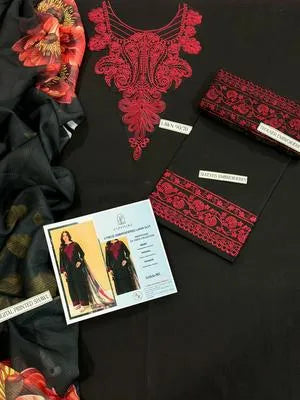 3 Pcs Women's Unstitched Embroidered Suit
