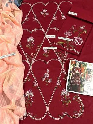 3 Pcs Women's Unstitched Embroidered Suit