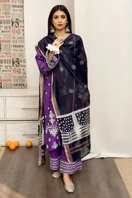 3 Pcs Women's Unstitched Embroidered Suit