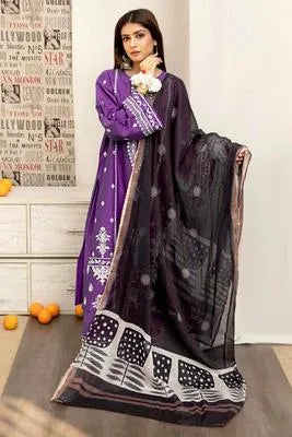 3 Pcs Women's Unstitched Embroidered Suit