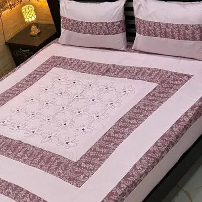 3 Pcs Cotton Patchwork Double Bedsheet