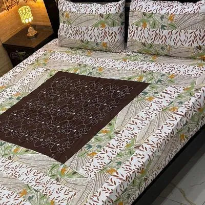 3 Pcs Cotton Patchwork Double Bedsheet