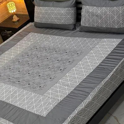 3 Pcs Cotton Patchwork Double Bedsheet