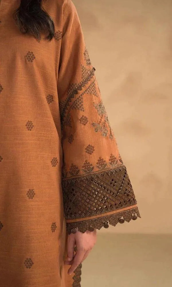 3 Pcs Women's Unstitched Embroidered Suit