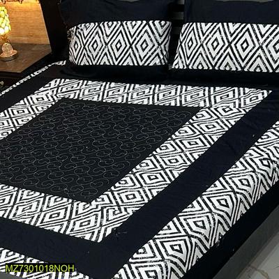 3 Pcs Cotton Sotton Patchwork Double Bed Sheet