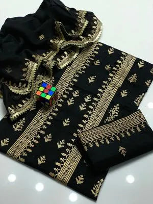 3 Pcs Women's Unstitched Embroidered Suit