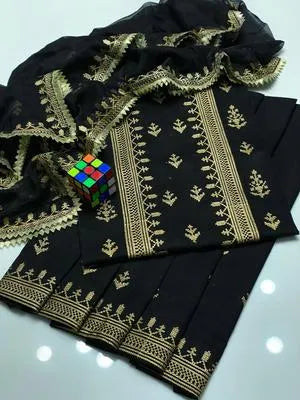 3 Pcs Women's Unstitched Embroidered Suit