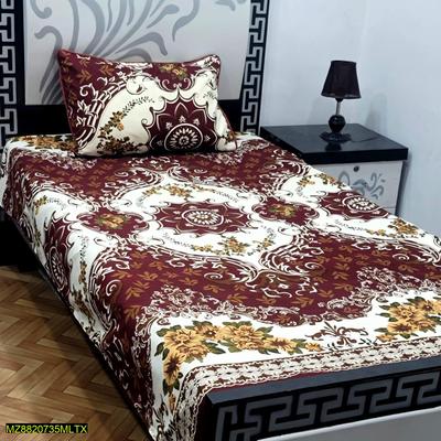 2 Pcs Cotton Sotton Printed Single Bedsheet