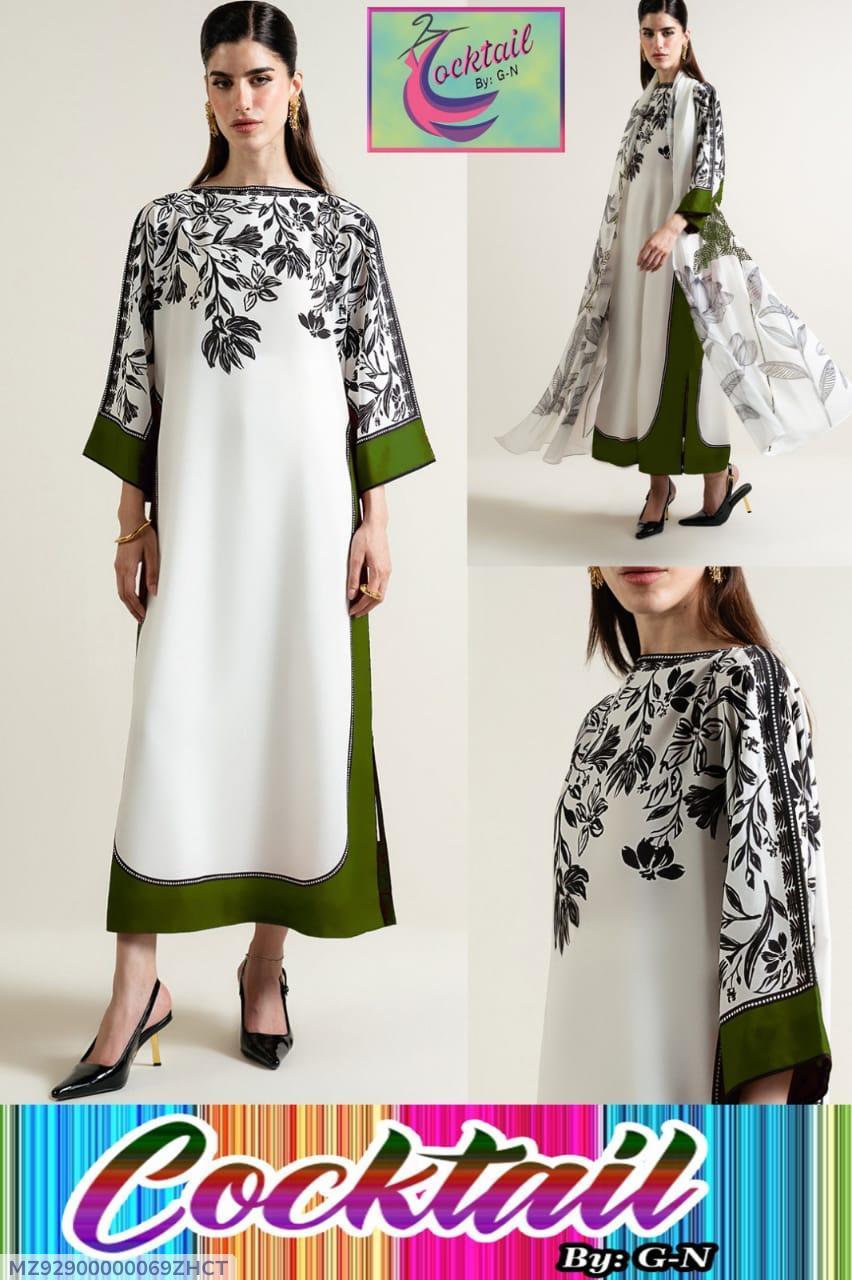 Printed Kaftan Set with Trouser & Dupatta Free Size