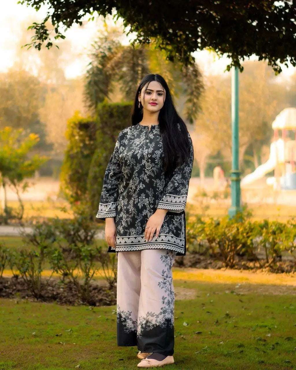 Elegant Women's Stitched Raw Silk Shirt And Trouser Set - 2 Pcs at One Spot