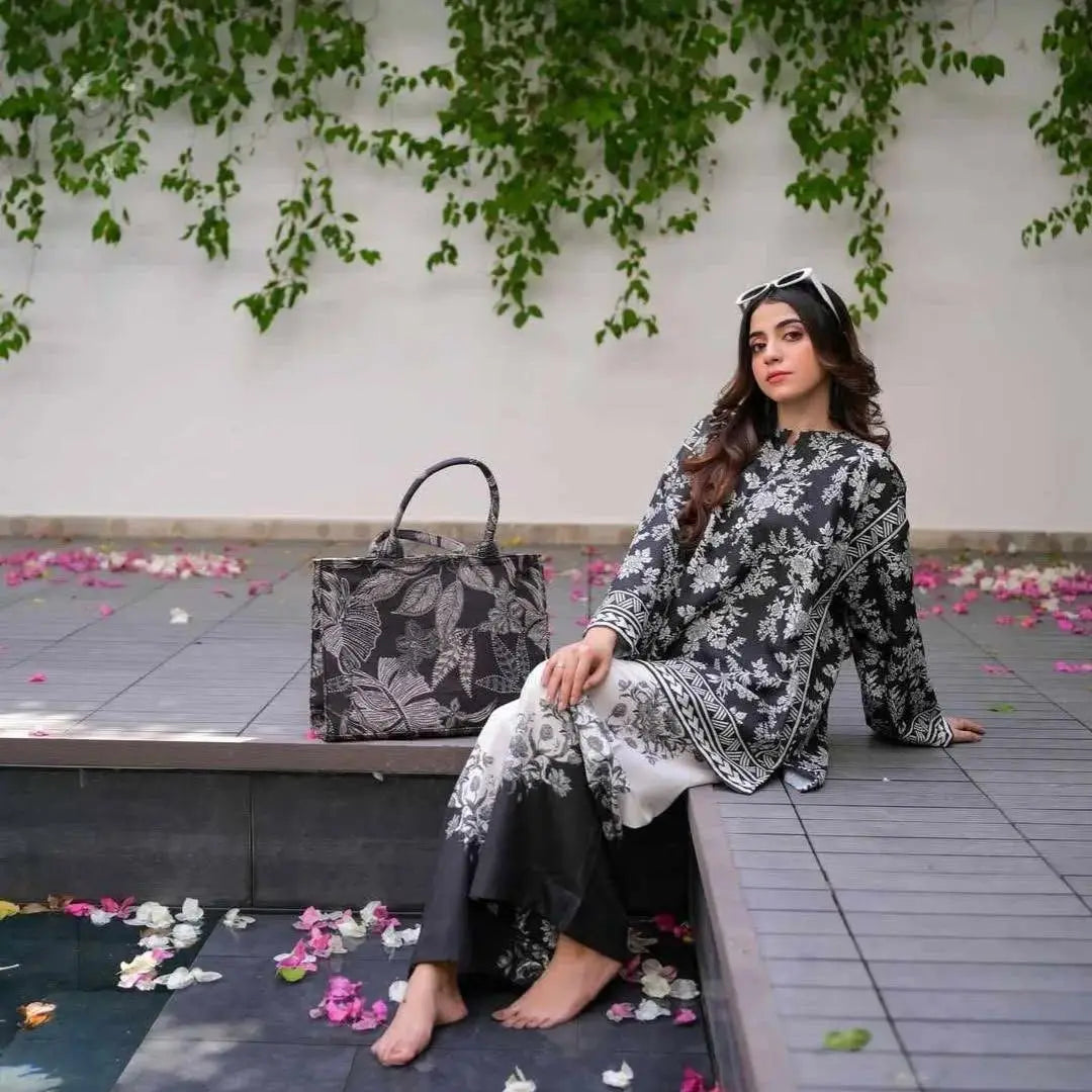 Elegant Women's Stitched Raw Silk Shirt And Trouser Set - 2 Pcs at One Spot