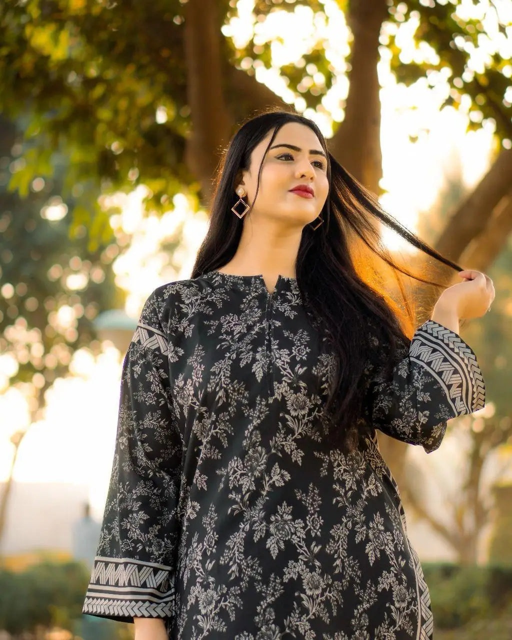 Elegant Women's Stitched Raw Silk Shirt And Trouser Set - 2 Pcs at One Spot