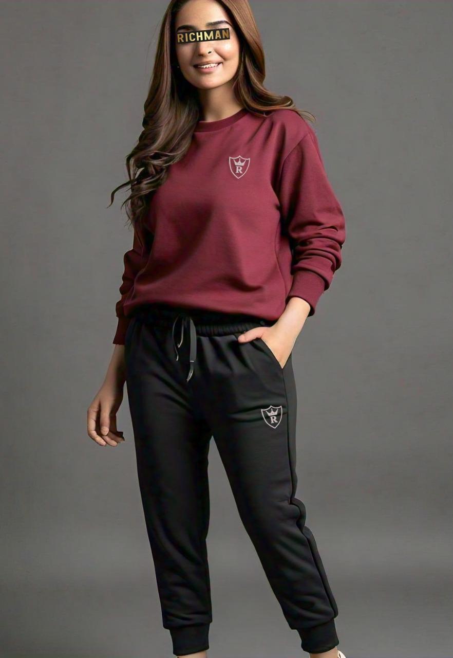 2 Pcs Unisex Fleece Plain Track Suit at One Spot