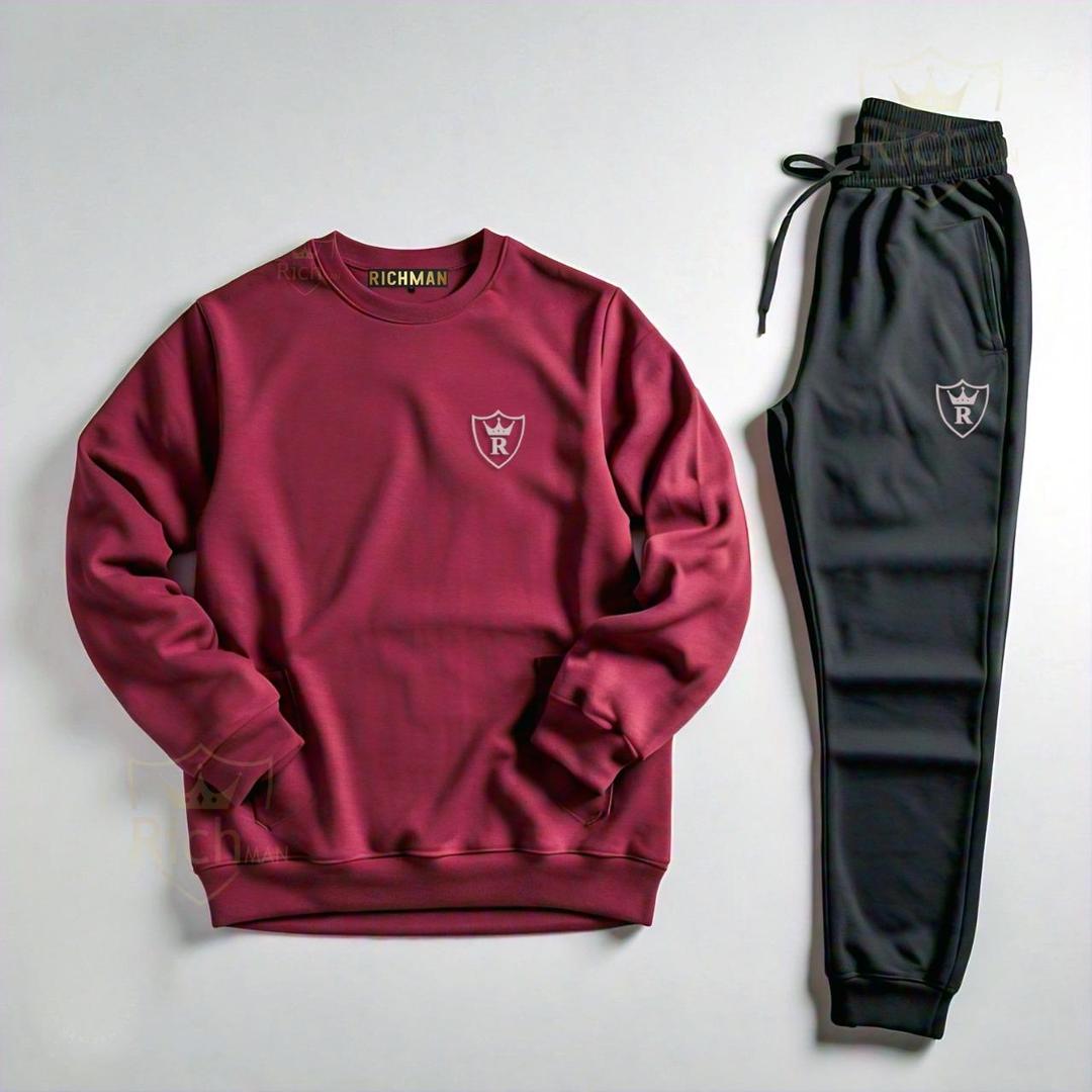 2 Pcs Unisex Fleece Plain Track Suit at One Spot