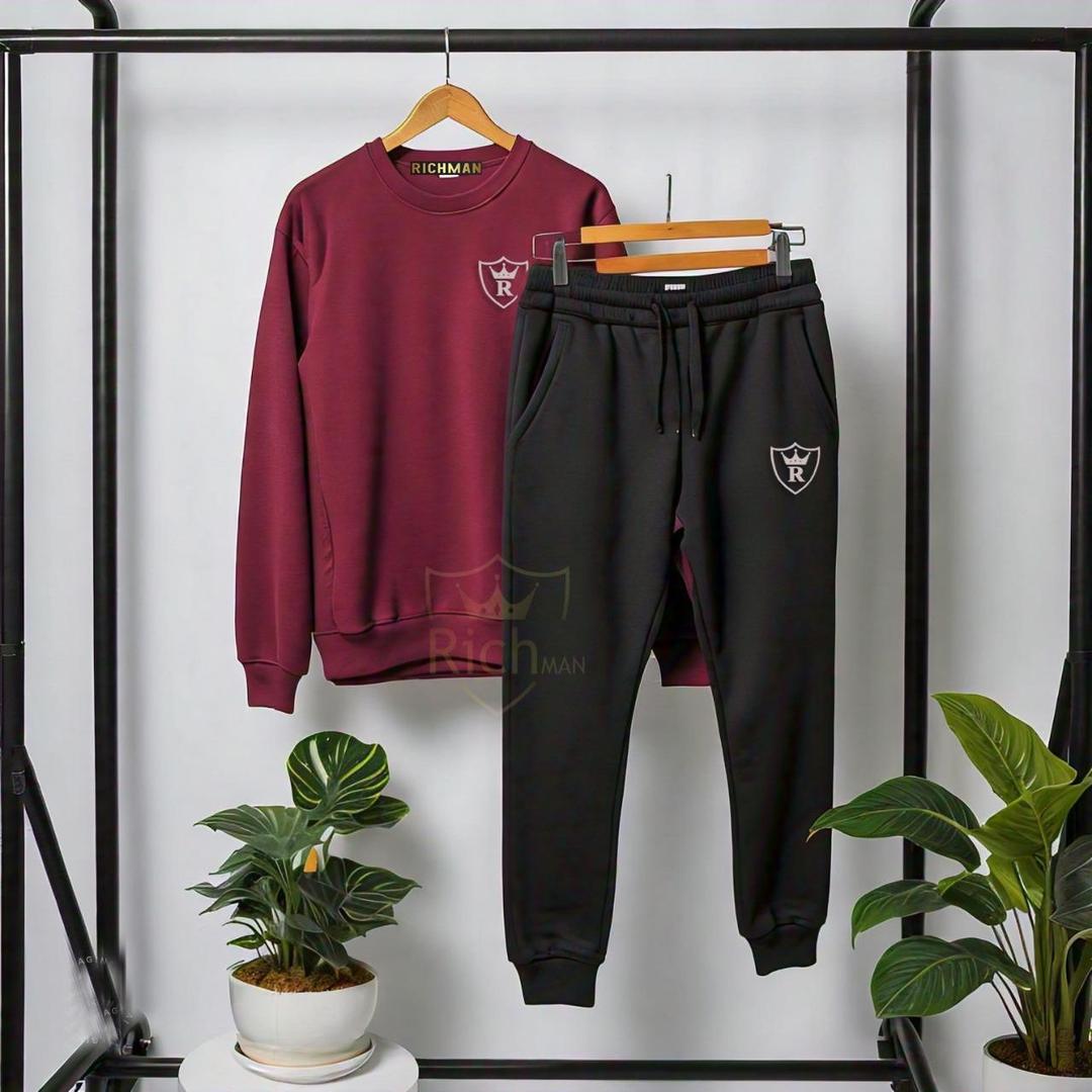 2 Pcs Unisex Fleece Plain Track Suit at One Spot