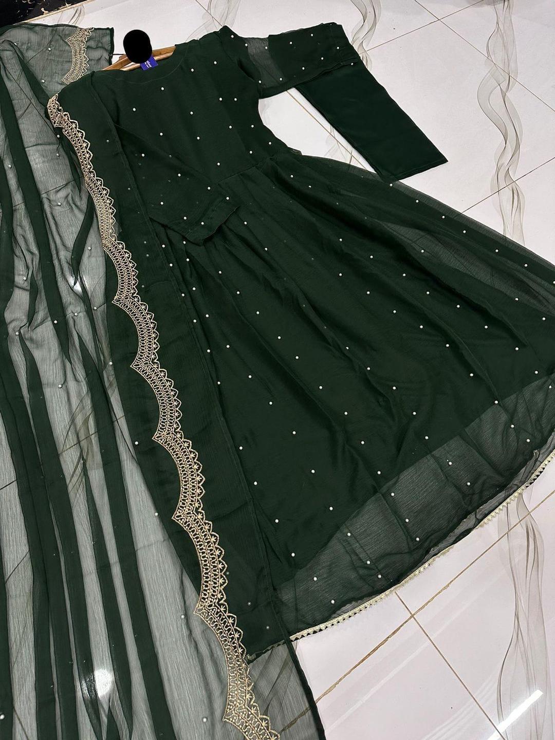 Women's Elegant Embroidered Chiffon Maxi Suit – 3 Pcs at One Spot