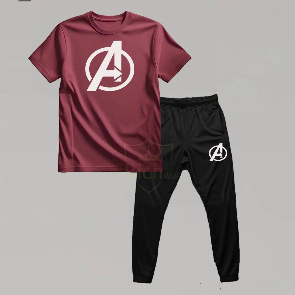 Men's Printed Micro Track Suit - 2 Pcs in Vibrant Maroon at One Spot