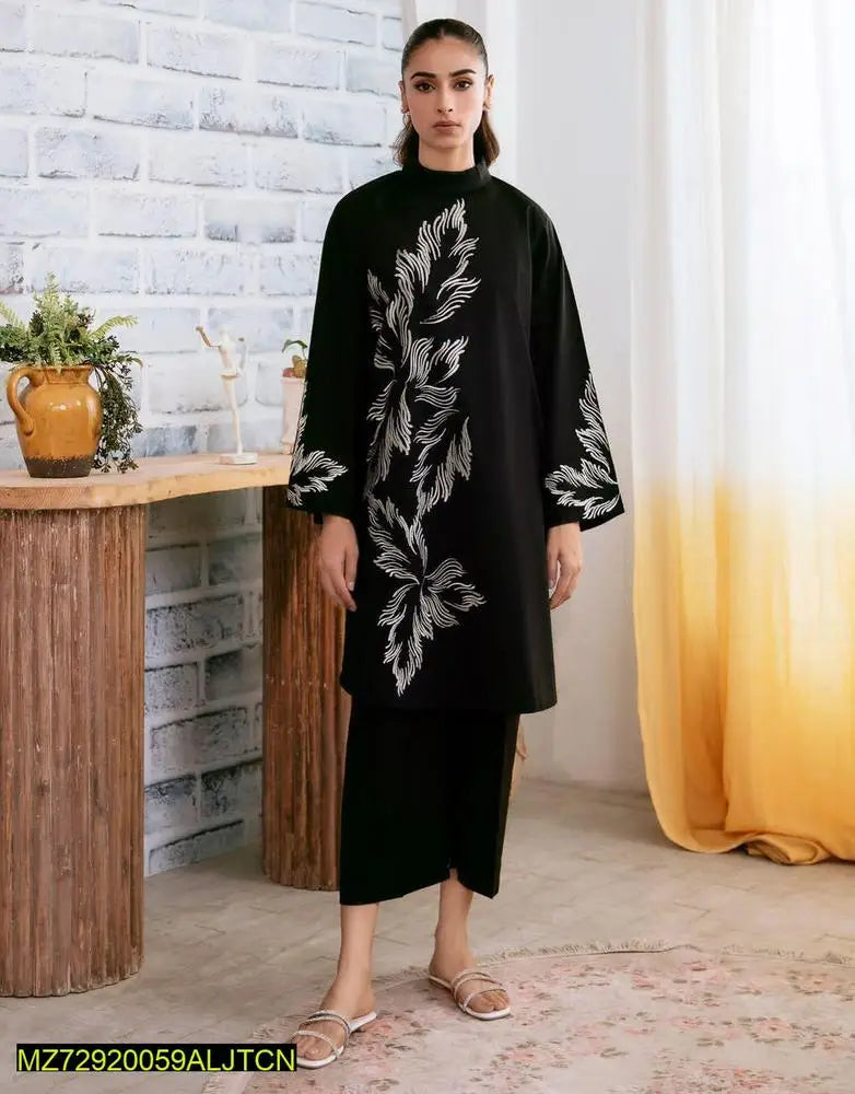 *Product Name*: 2 Pcs Women's Stitched Linen Printed Shirt And Trouser at One Spot