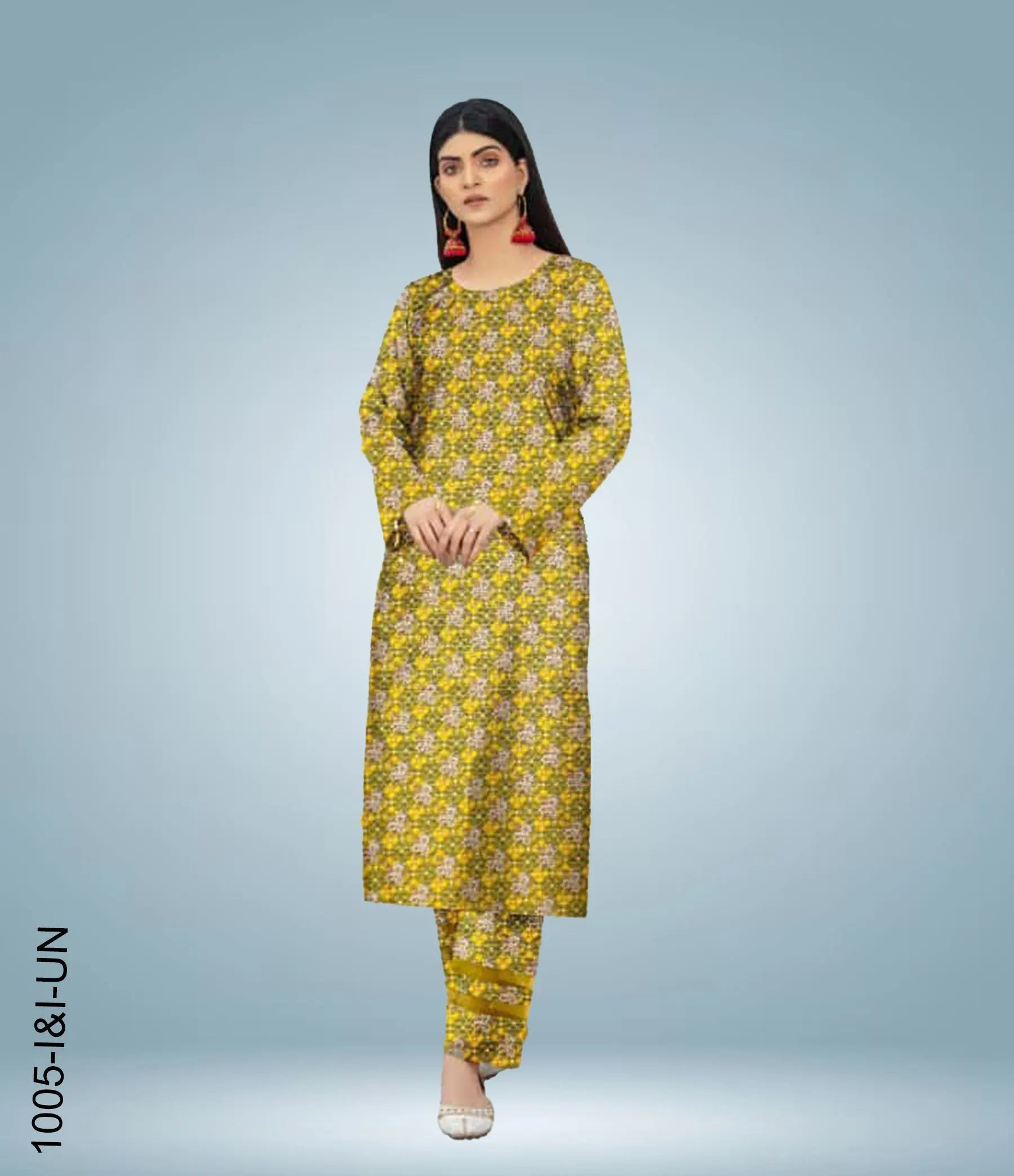 Unstitched Embroidered Lawn 3 Piece Suit | 1005-I&I-UN at One Spot