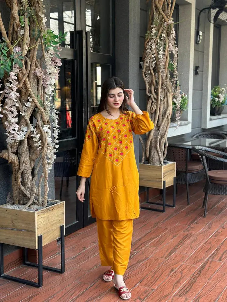 Women Arabic Lawn Printed Stitched Suit 2 Piece - at One Spot