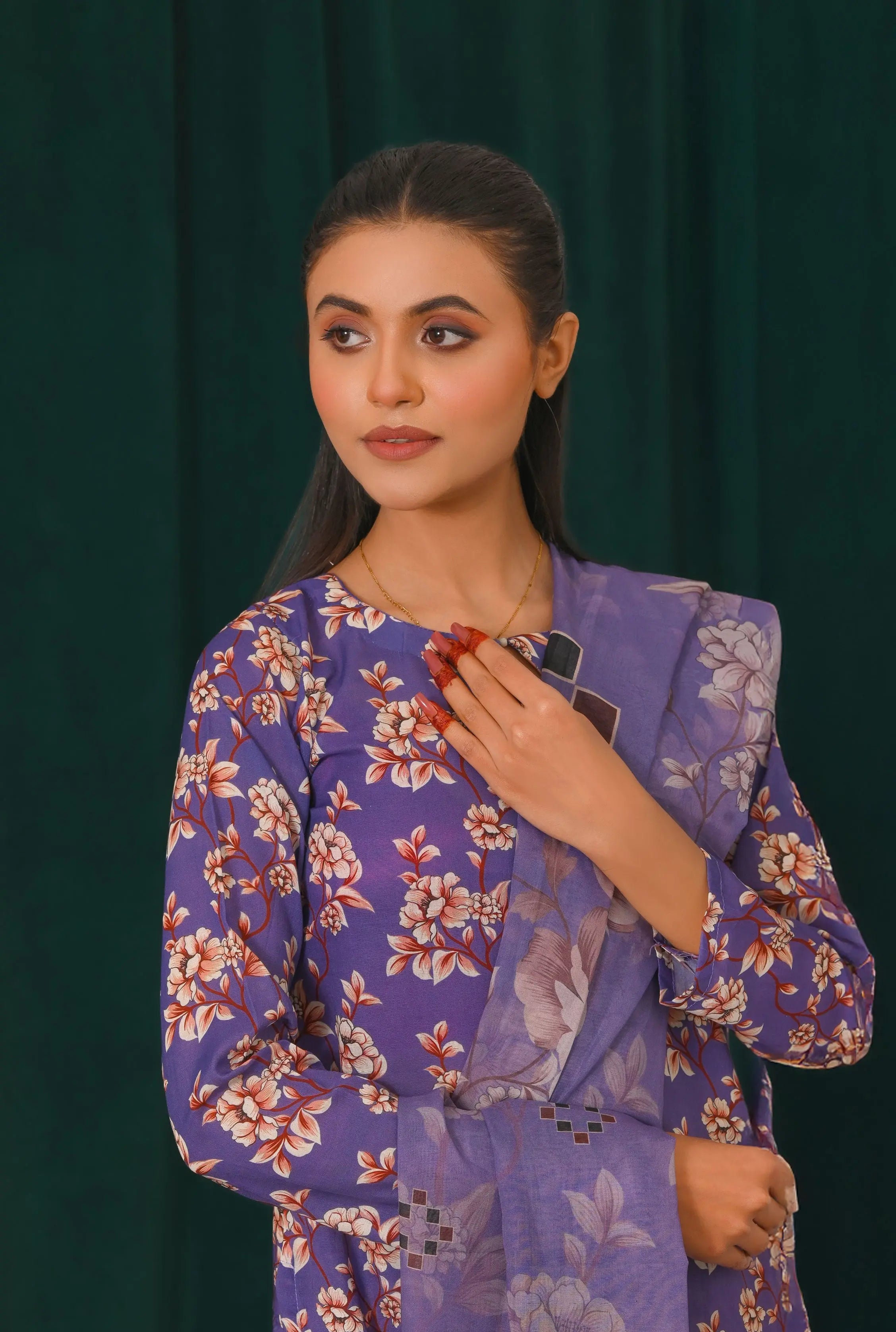 Women Unstitched Lawn Printed Suit 3Pcs | 1010-I&I-UN at One Spot