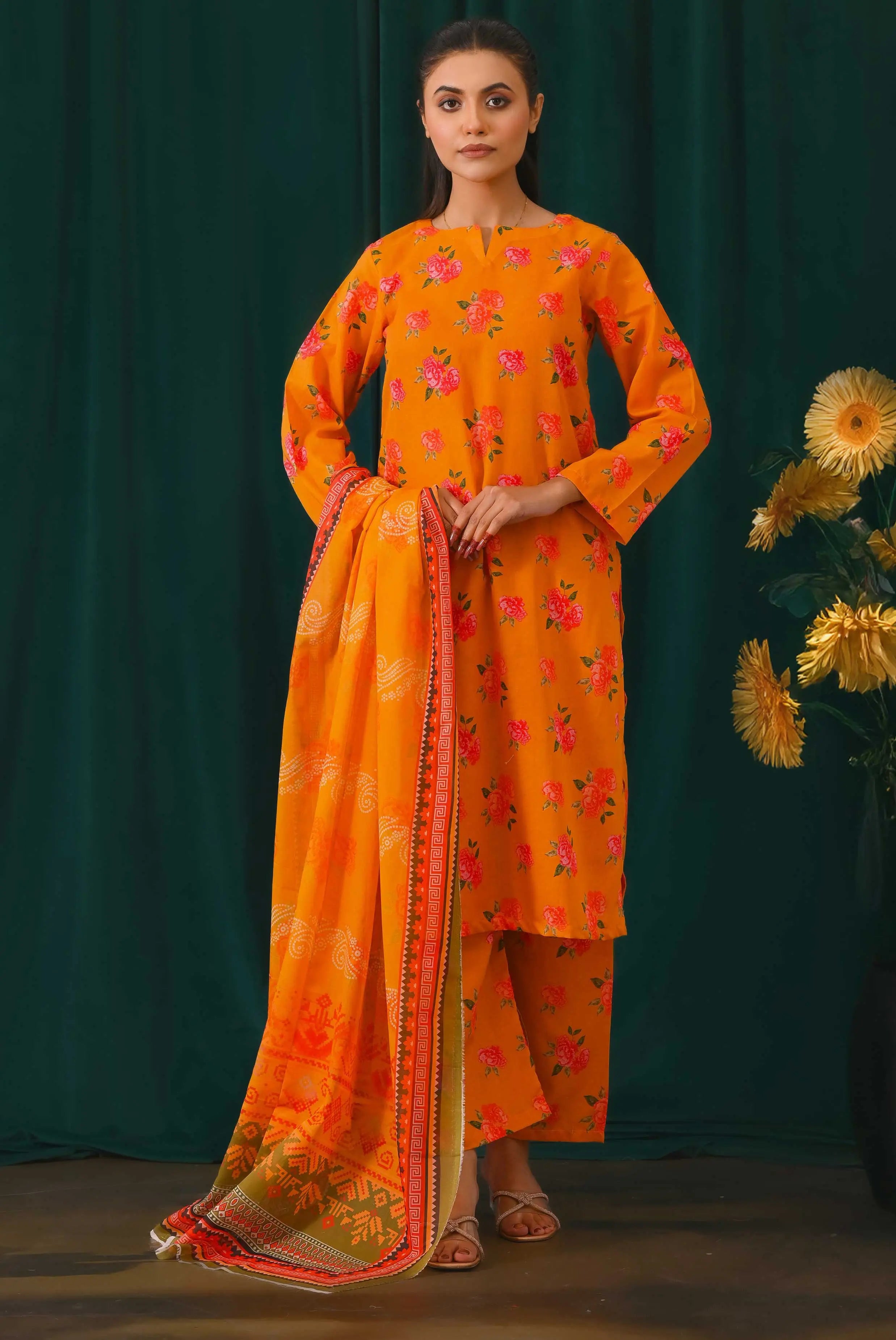 Women Unstitched Lawn Printed Suit 3Pcs | 1011-I&I-UN at One Spot