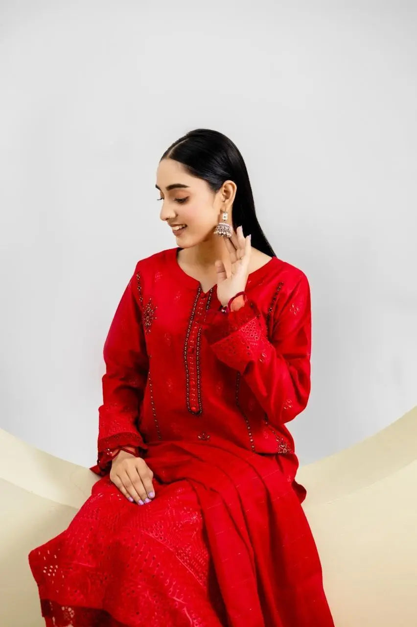 Women's Stunning Embroidered Lawn Suit - 3 Pcs at One Spot