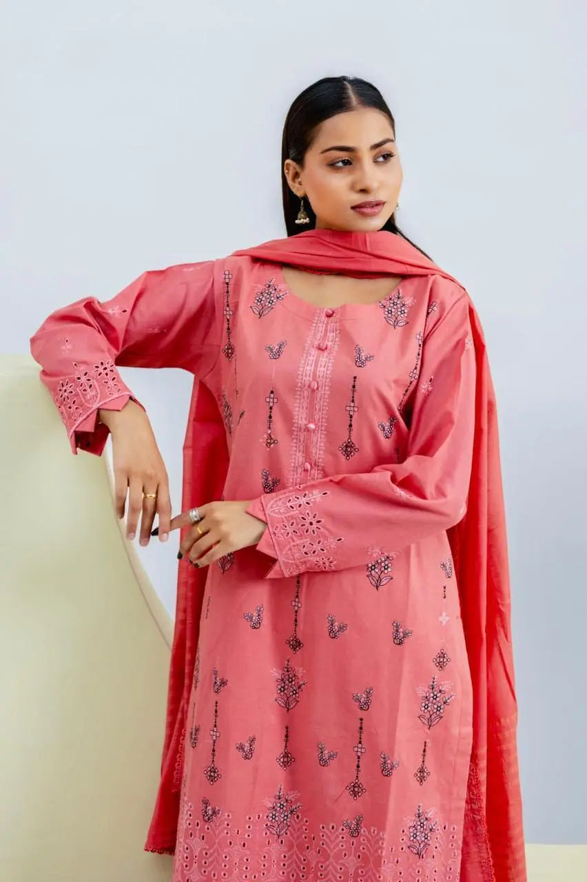 Women's Stunning Embroidered Lawn Suit - 3 Pcs at One Spot