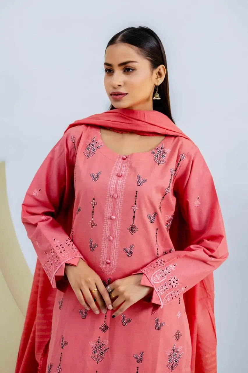 Women's Stunning Embroidered Lawn Suit - 3 Pcs at One Spot