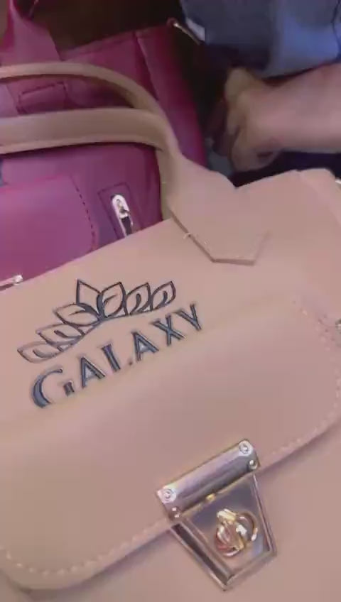 Beige Leather Handbag & Wallet Set for Women